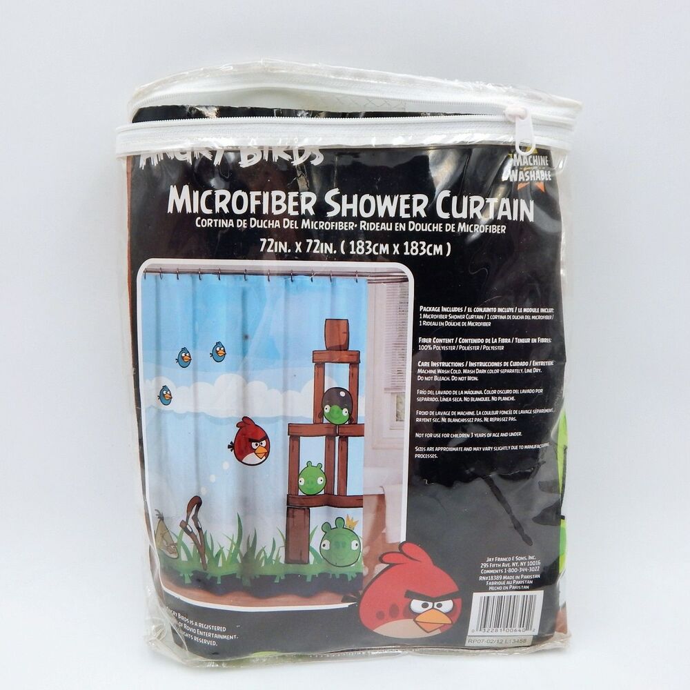 Angry Birds Microfiber Shower Curtain 72 Inch Jay Franco Blue